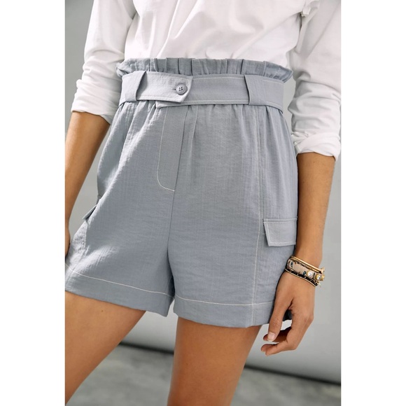 Anthropologie Moon River Cinched Cargo Shorts Slate Grey NWT SZ XL - Picture 2 of 12